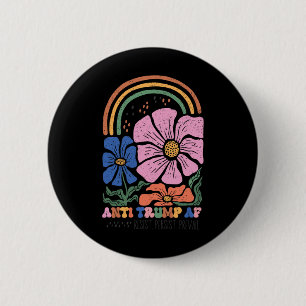 Badge Rond 5 Cm T-shirt Floral Bohème Anti-Trump Vintage, Résister