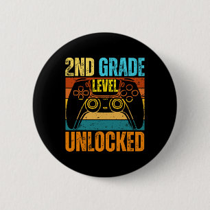 Badge Rond 5 Cm T-shirt Gamer Boy Niveau 2e Année Débloqué Premier