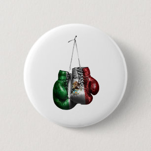 Badge Rond 5 Cm T-shirt gants de boxe - Mexique drapeau Vintage