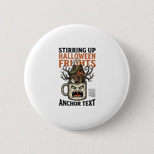 Badge Rond 5 Cm T-shirt graphique avec mug Halloween haunté Café e