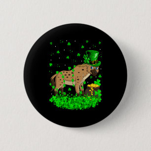 Badge Rond 5 Cm T-shirt Irish Shamrock Leprechaun Hyène St Patrick