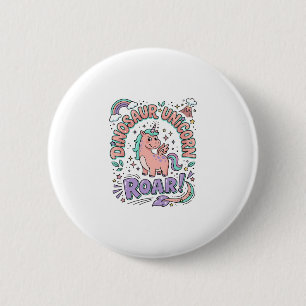 Badge Rond 5 Cm T-Shirt Licorne Dinosaure Licorne Rugissement Styl