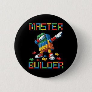Badge Rond 5 Cm T-shirt Master Builder Blocs Briques de constructi