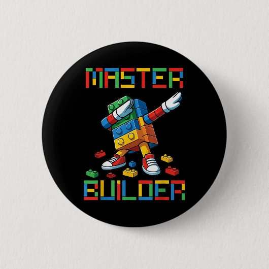 Badge Rond 5 Cm T-shirt Master Builder Blocs Briques de constructi (Devant)