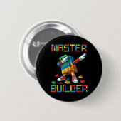 Badge Rond 5 Cm T-shirt Master Builder Blocs Briques de constructi (Devant & derrière)
