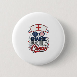 Badge Rond 5 Cm T-shirt médical patriotique d'infirmière du 14 jui