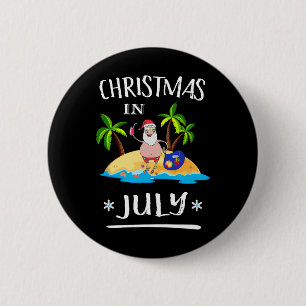 Badge Rond 5 Cm T Shirt Noël En Juillet Drôle De Père Noël Sur Un 