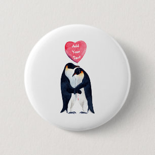 Badge Rond 5 Cm T Shirt Personnalisé Couple Manchots Empereurs Cœu