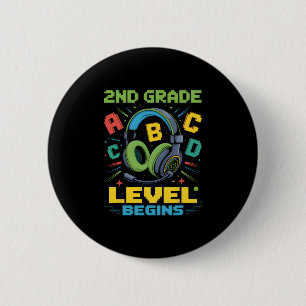 Badge Rond 5 Cm T-shirt pour le premier jour de la 2e année niveau