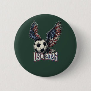 Badge Rond 5 Cm T-Shirt Retro USA Soccer 2026 Ailes d'Aigle