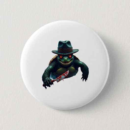 Badge Rond 5 Cm T-shirt tortue d'Halloween déplaisante (Devant)