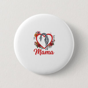 Badge Rond 5 Cm T-shirt vintage girafe maman cœur floral Design_1