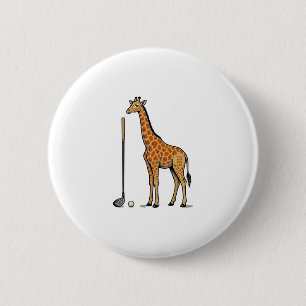 Badge Rond 5 Cm T-Shirt Vintage Gravure Girafe Golf Vector Desi