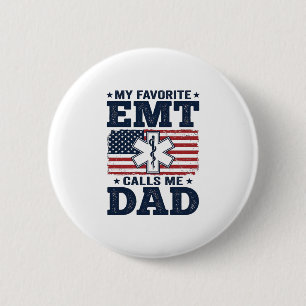 Badge Rond 5 Cm T-shirt vintage patriotique Mon EMT préféré m'appe