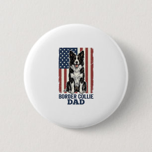 Badge Rond 5 Cm T-shirt vintage patriotique pour papa Border Colli