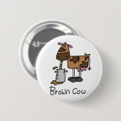 Badge Rond 5 Cm T-shirts Brown et cadeaux de vache (Devant & derrière)