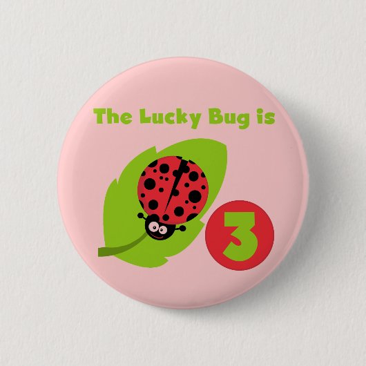 Badge Rond 5 Cm T-shirts et cadeaux 3e anniversaire Lucky Bug (Devant)