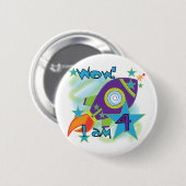 Badge Rond 5 Cm T-shirts et cadeaux 4e anniversaire Rocket Ship (Devant & derrière)