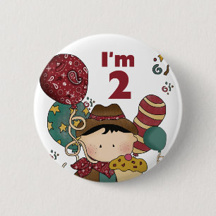 Badge Rond 5 Cm T-shirts et cadeaux Cowboy 2e anniversaire