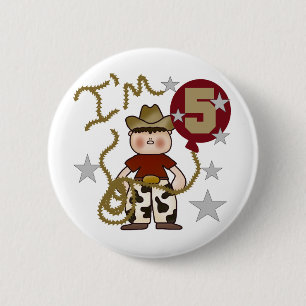 Badge Rond 5 Cm T-shirts et cadeaux Cowboy 5e anniversaire