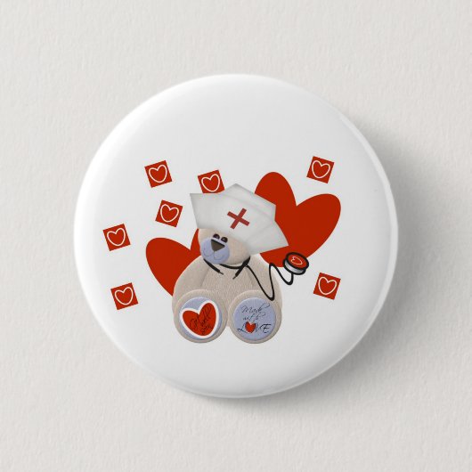 Badge Rond 5 Cm T-shirts et cadeaux d'amour d'infirmière d'ours de (Devant)