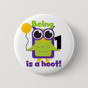 Badge Rond 5 Cm T-shirts et cadeaux d'anniversaire de Hoot Owl 1er