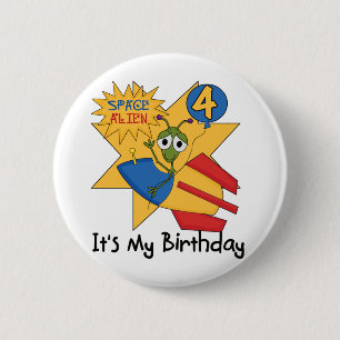 Badge Rond 5 Cm T-shirts et cadeaux de 4e anniversaire de l'Alien