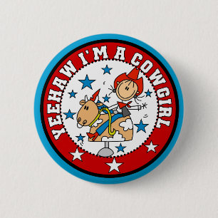 Badge Rond 5 Cm T-shirts et Cadeaux de Cowgirl Yee Haw