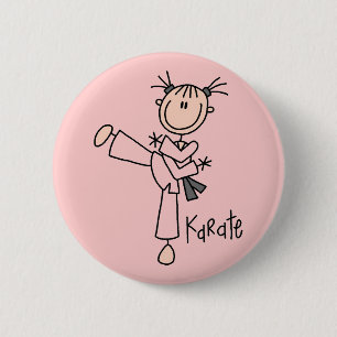 Badge Rond 5 Cm T-shirts et Cadeaux de Karaté pour Filles en Bâton