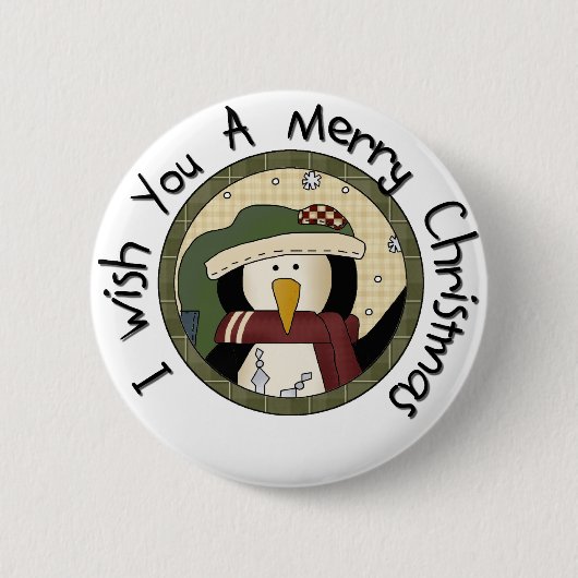 Badge Rond 5 Cm T-shirts et cadeaux de Noël Pingouin (Devant)