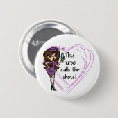 Badge Rond 5 Cm T-shirts et cadeaux d'infirmière de brune (Devant & derrière)