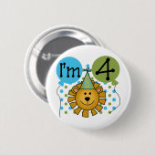 Badge Rond 5 Cm T-shirts et cadeaux Lion 4th Birthday (Devant & derrière)