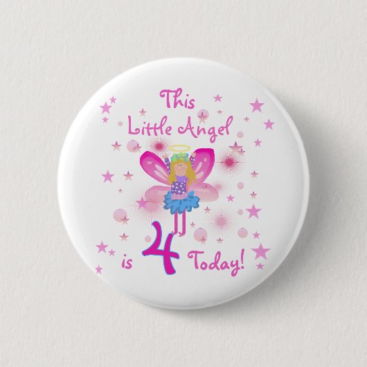Badge Rond 5 Cm T-shirts et cadeaux Little Angel 4th Birthday (Devant)