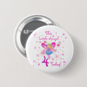 Badge Rond 5 Cm T-shirts et cadeaux Little Angel 4th Birthday (Devant & derrière)