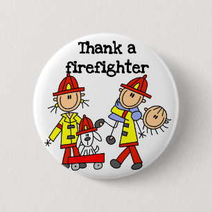Badge Rond 5 Cm T-shirts et Cadeaux Merci Pompiers