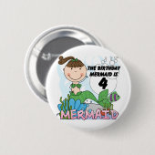 Badge Rond 5 Cm T-shirts et cadeaux Mermaid 4th Birthday (Devant & derrière)