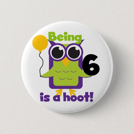 Badge Rond 5 Cm T-shirts et cadeaux pour le 6e anniversaire de Hoo (Devant)