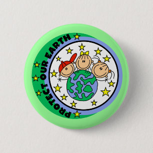 Badge Rond 5 Cm T-shirts et Cadeaux Protégeons Notre Terre