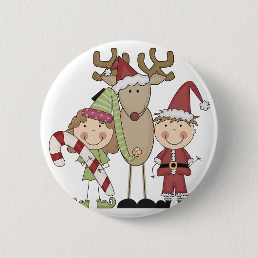 Badge Rond 5 Cm T-shirts et cadeaux Reindeer et Elves (Devant)