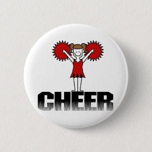 Badge Rond 5 Cm T-shirts et cadeaux rouges de pom-pom girl