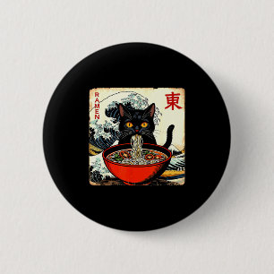 Badge Rond 5 Cm T-shirts graphiques drôles japonais ramen chat ani