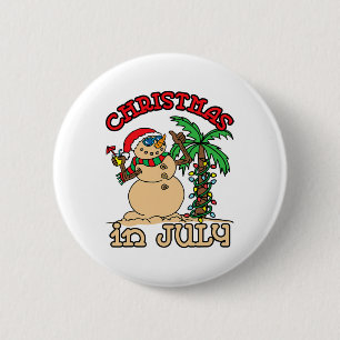 Badge Rond 5 Cm T Shirts Noël en Juillet Bonhomme de Neige Sable P