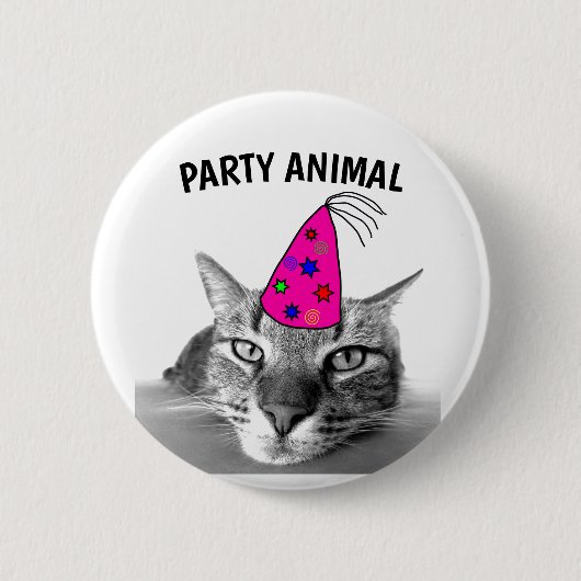 BADGE ROND 5 CM TABBY D'ANNIVERSAIRE CHAT FÊTE BOUTONS ANIMAUX (Devant)