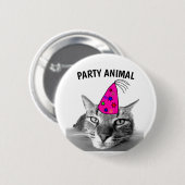 BADGE ROND 5 CM TABBY D'ANNIVERSAIRE CHAT FÊTE BOUTONS ANIMAUX (Devant & derrière)