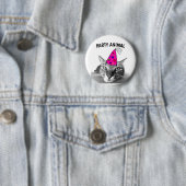 BADGE ROND 5 CM TABBY D'ANNIVERSAIRE CHAT FÊTE BOUTONS ANIMAUX (En situation)