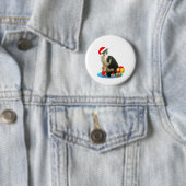 Badge Rond 5 Cm Tabby de Noël et petit ange mignon (En situation)