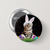 Badge Rond 5 Cm Tabby de Pâques (Devant & derrière)