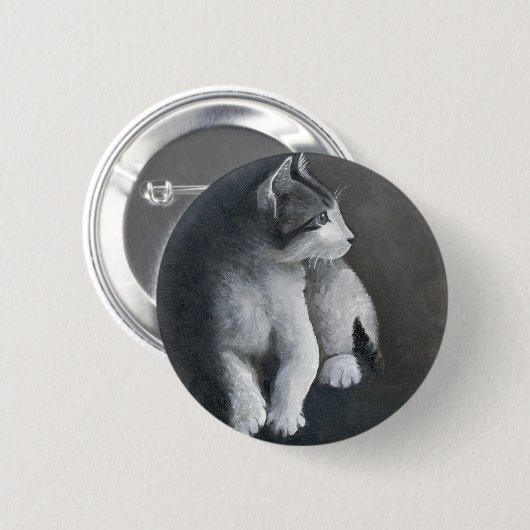Badge Rond 5 Cm Tabby Kitten (Devant & derrière)