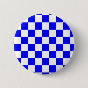 Badge Rond 5 Cm Tableau de À damiers bleu néon et blanc Vintage