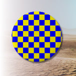 Badge Rond 5 Cm Tableau de À damiers jaune néon Vintage<br><div class="desc">Tableau de contrôle À damiers bleu néon et jaune | VINTAGE | Classique | tendance | Style | Mode | Minimal</div>